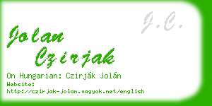 jolan czirjak business card